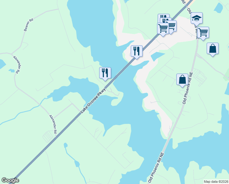 map of restaurants, bars, coffee shops, grocery stores, and more near 888 Greensboro Road in Eatonton