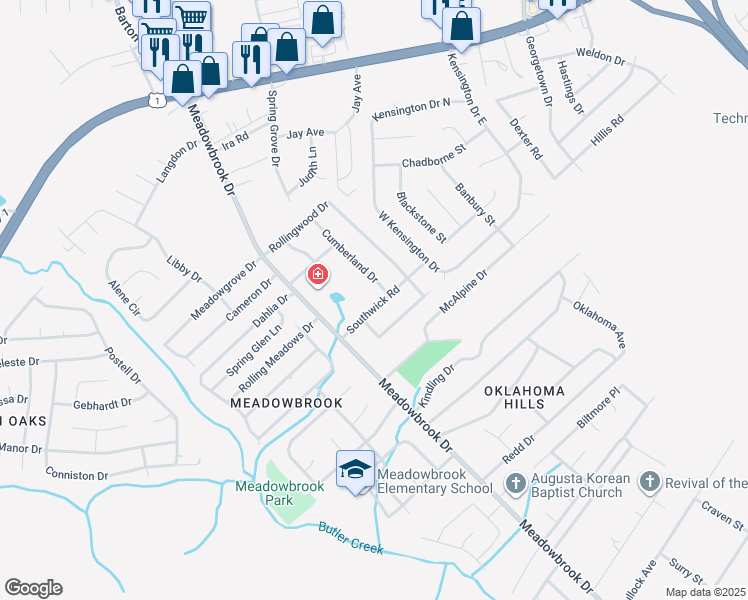 map of restaurants, bars, coffee shops, grocery stores, and more near 3511 Southwick Road in Augusta