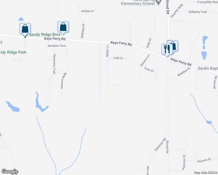 map of restaurants, bars, coffee shops, grocery stores, and more near 169 Nettie Lane in McDonough