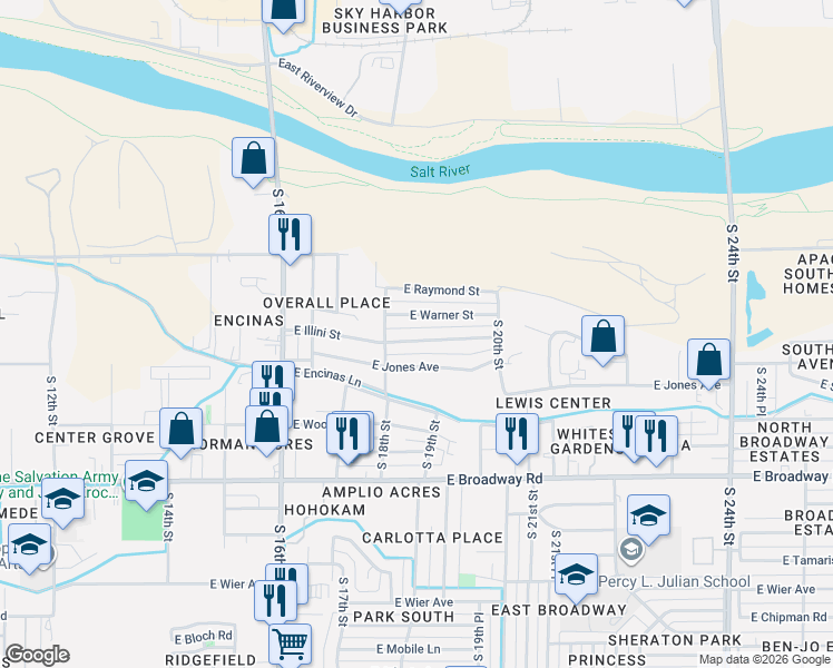 map of restaurants, bars, coffee shops, grocery stores, and more near 1811 East Illini Street in Phoenix