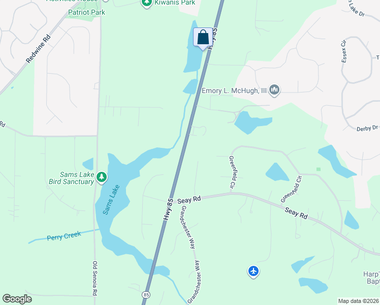 map of restaurants, bars, coffee shops, grocery stores, and more near 170 Asbury Way in Fayetteville