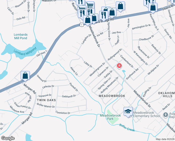 map of restaurants, bars, coffee shops, grocery stores, and more near 3608 Alene Circle in Augusta