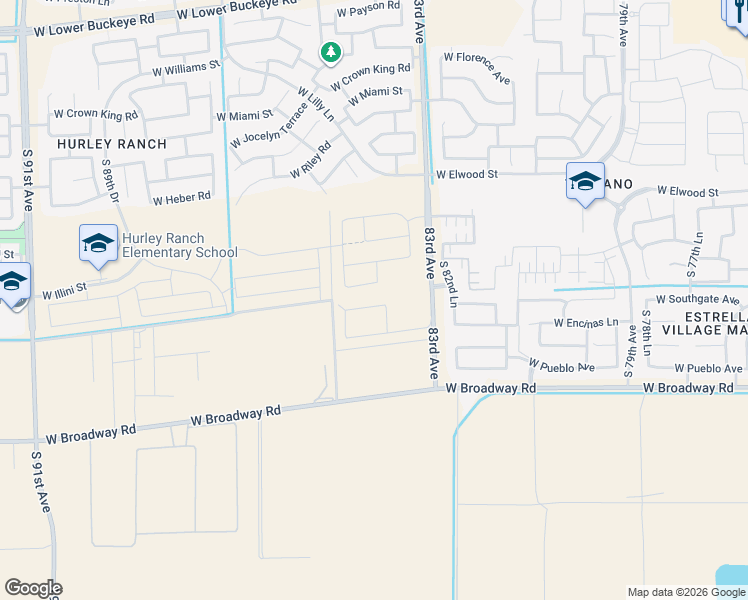 map of restaurants, bars, coffee shops, grocery stores, and more near 4048 South 83rd Avenue in Phoenix