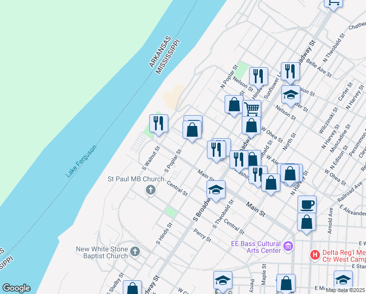 map of restaurants, bars, coffee shops, grocery stores, and more near 120 South Poplar Street in Greenville