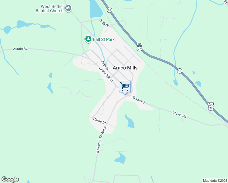 map of restaurants, bars, coffee shops, grocery stores, and more near 70 Arnco 6th Street in Newnan
