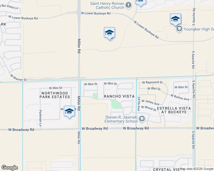 map of restaurants, bars, coffee shops, grocery stores, and more near 24916 West Illini Street in Buckeye