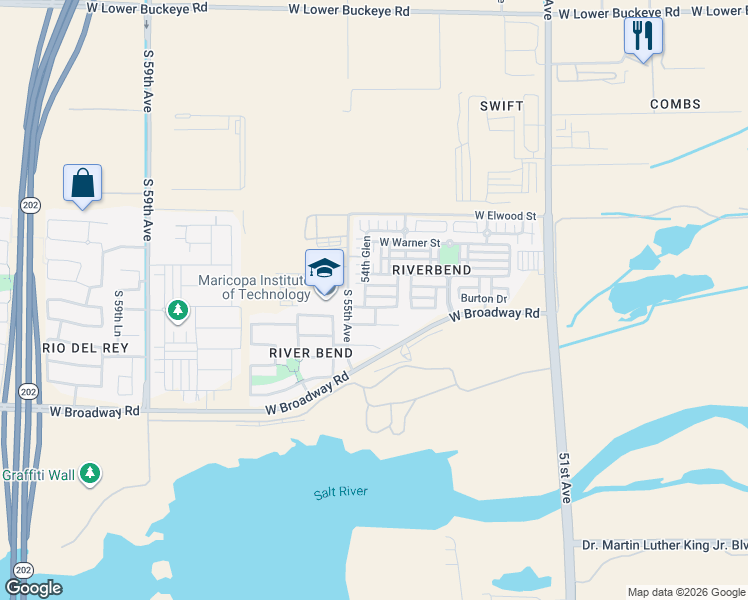 map of restaurants, bars, coffee shops, grocery stores, and more near 5437 Burton Drive in Phoenix