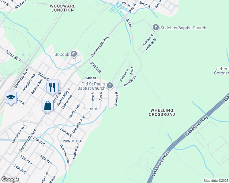 map of restaurants, bars, coffee shops, grocery stores, and more near 3301 Short Avenue D in Bessemer