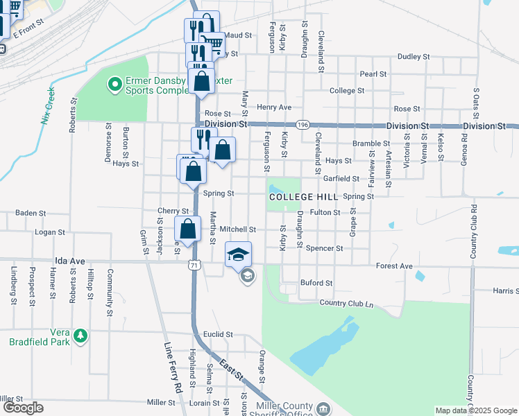 map of restaurants, bars, coffee shops, grocery stores, and more near 911 Ferguson Street in Texarkana