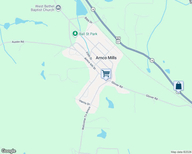 map of restaurants, bars, coffee shops, grocery stores, and more near 70 Arnco 6th Street in Newnan