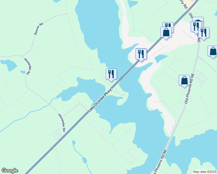 map of restaurants, bars, coffee shops, grocery stores, and more near 107 Briarpatch Road in Eatonton