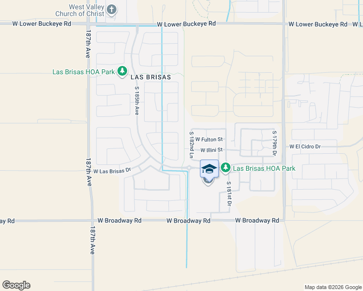 map of restaurants, bars, coffee shops, grocery stores, and more near 18362 West Illini Street in Goodyear
