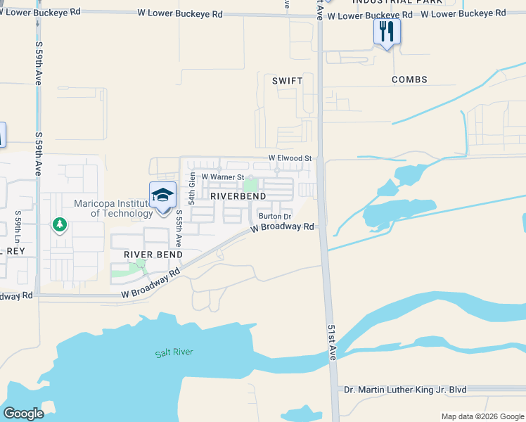 map of restaurants, bars, coffee shops, grocery stores, and more near 5226 Odeum Lane in Phoenix