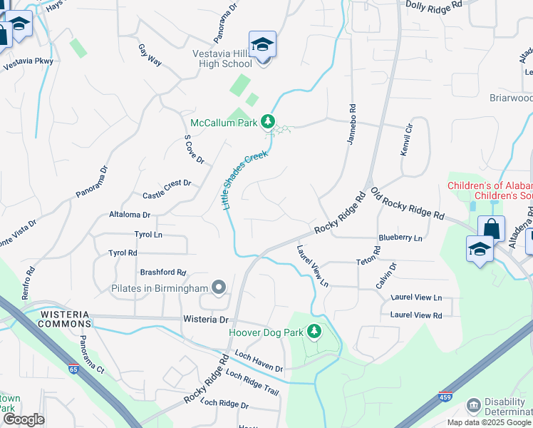 map of restaurants, bars, coffee shops, grocery stores, and more near 1408 Buckhead Road in Vestavia Hills