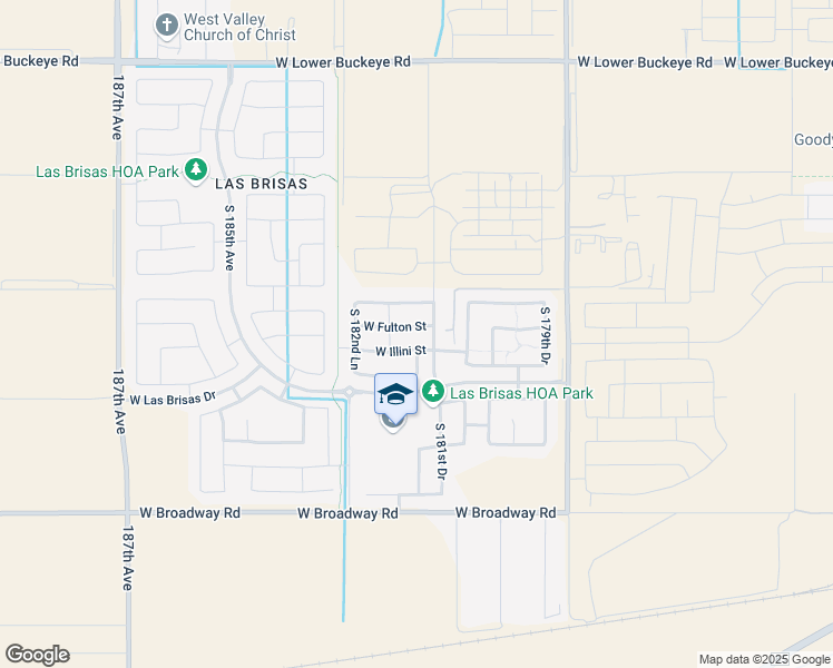 map of restaurants, bars, coffee shops, grocery stores, and more near 18177 West Fulton Street in Goodyear