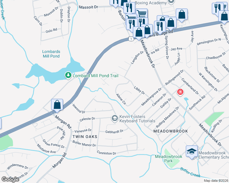 map of restaurants, bars, coffee shops, grocery stores, and more near 3644 Alene Circle in Augusta