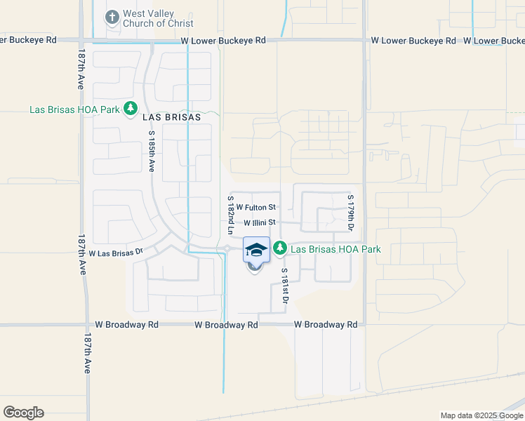 map of restaurants, bars, coffee shops, grocery stores, and more near 18177 West Fulton Street in Goodyear