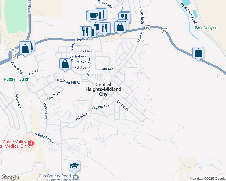map of restaurants, bars, coffee shops, grocery stores, and more near 5550 McKinney Avenue in Globe