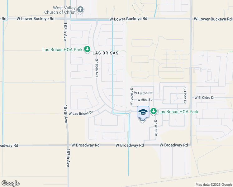 map of restaurants, bars, coffee shops, grocery stores, and more near 18408 West Illini Street in Goodyear