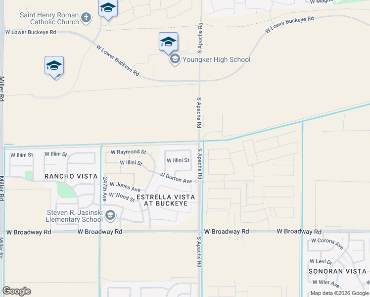 map of restaurants, bars, coffee shops, grocery stores, and more near 24364 West Illini Avenue in Buckeye