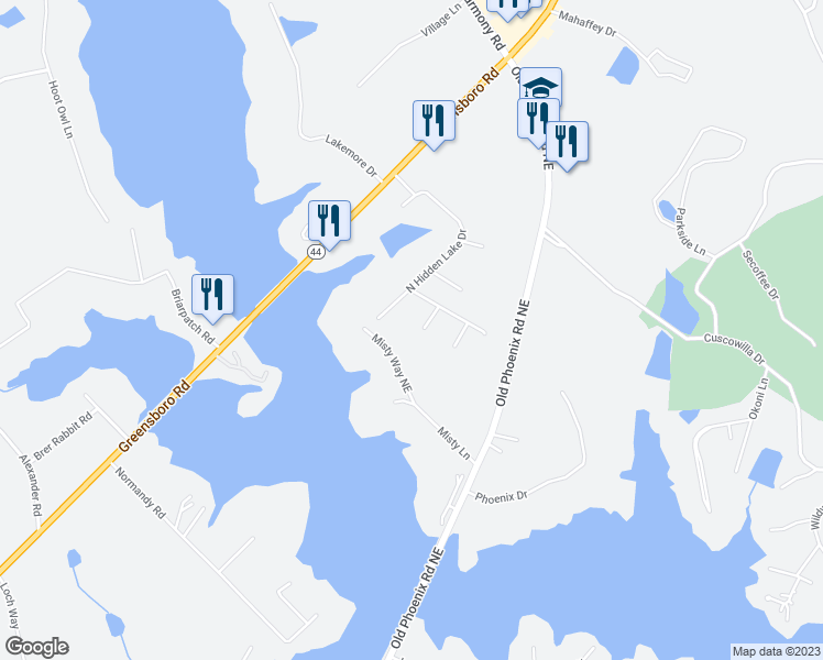 map of restaurants, bars, coffee shops, grocery stores, and more near 106 Kathryn Court in Eatonton