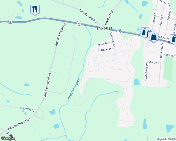 map of restaurants, bars, coffee shops, grocery stores, and more near 130 Pebble Lane in Harlem
