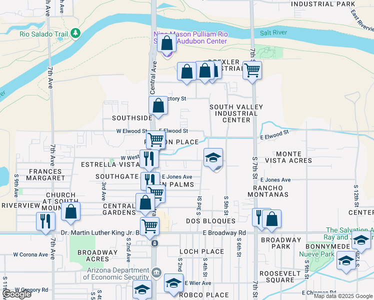 map of restaurants, bars, coffee shops, grocery stores, and more near 210 East Illini Street in Phoenix