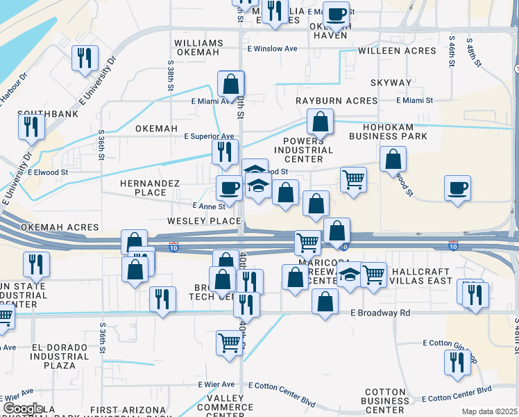 map of restaurants, bars, coffee shops, grocery stores, and more near 4039 East Raymond Street in Phoenix