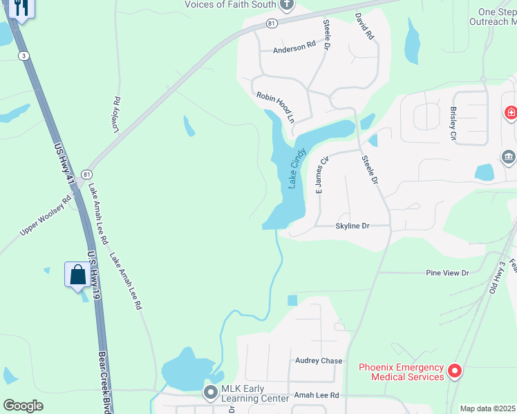 map of restaurants, bars, coffee shops, grocery stores, and more near 250 West James Circle in Hampton