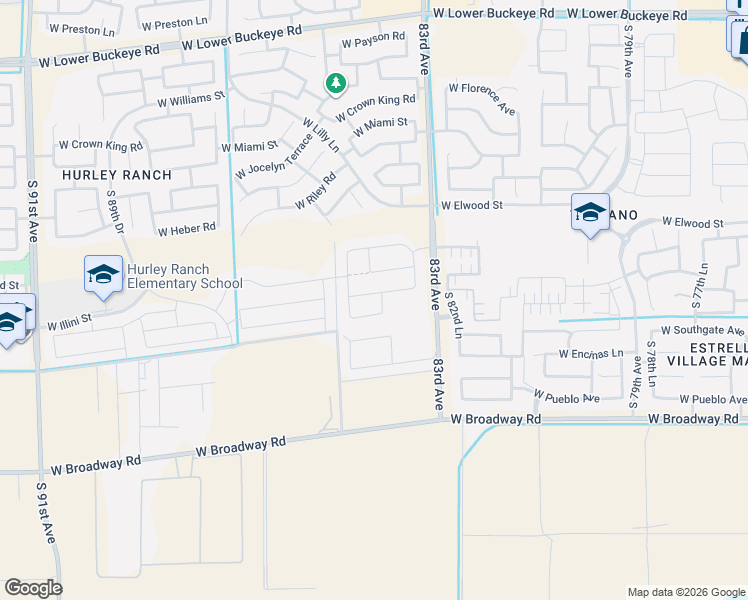 map of restaurants, bars, coffee shops, grocery stores, and more near 3840 South 83rd Avenue in Phoenix