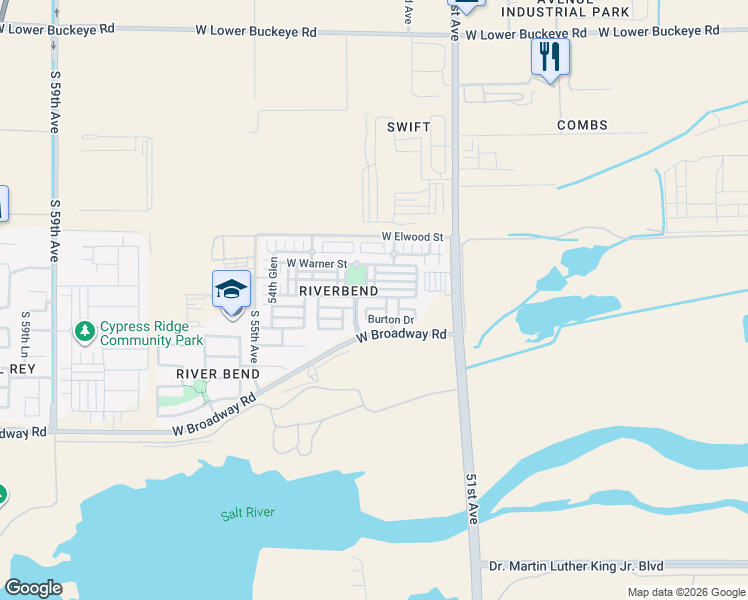 map of restaurants, bars, coffee shops, grocery stores, and more near 5226 Odeum Lane in Phoenix