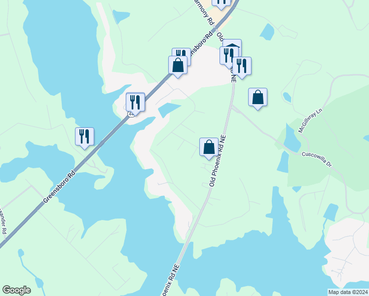 map of restaurants, bars, coffee shops, grocery stores, and more near 103 Kathryn Court in Eatonton