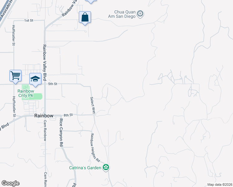 map of restaurants, bars, coffee shops, grocery stores, and more near Jubilee Drive in Rainbow