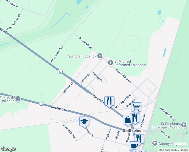 map of restaurants, bars, coffee shops, grocery stores, and more near 159 Albany Street in Saint Stephen