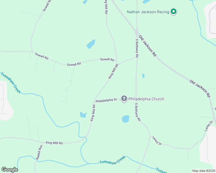 map of restaurants, bars, coffee shops, grocery stores, and more near 1587 King Mill Road in McDonough