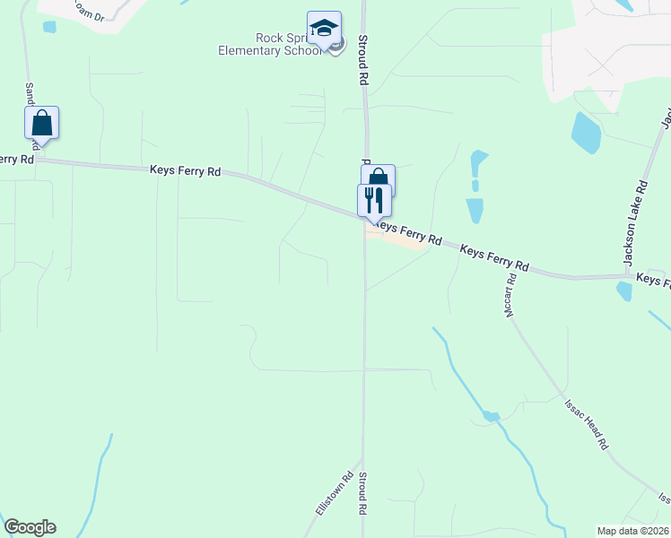 map of restaurants, bars, coffee shops, grocery stores, and more near 223 Aves Court in McDonough