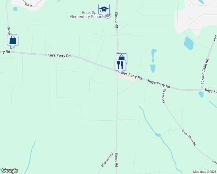 map of restaurants, bars, coffee shops, grocery stores, and more near 223 Aves Court in McDonough