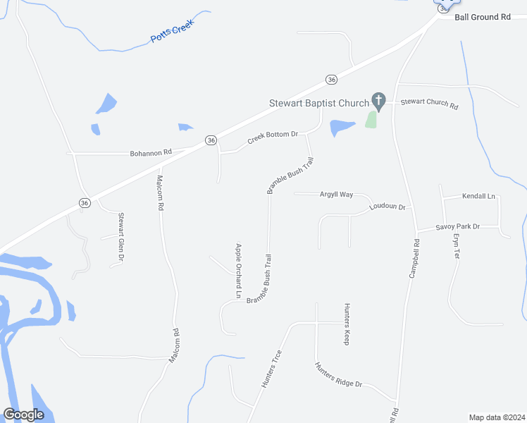 map of restaurants, bars, coffee shops, grocery stores, and more near 140 Bramble Bush Trail in Covington