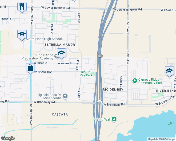 map of restaurants, bars, coffee shops, grocery stores, and more near 6233 West Illini Street in Phoenix