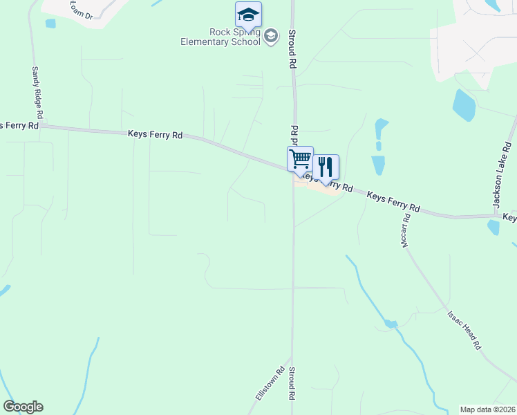 map of restaurants, bars, coffee shops, grocery stores, and more near 212 Aves Court in McDonough
