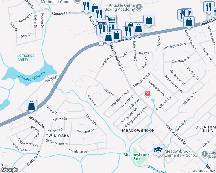 map of restaurants, bars, coffee shops, grocery stores, and more near 3003 Alene Court in Augusta