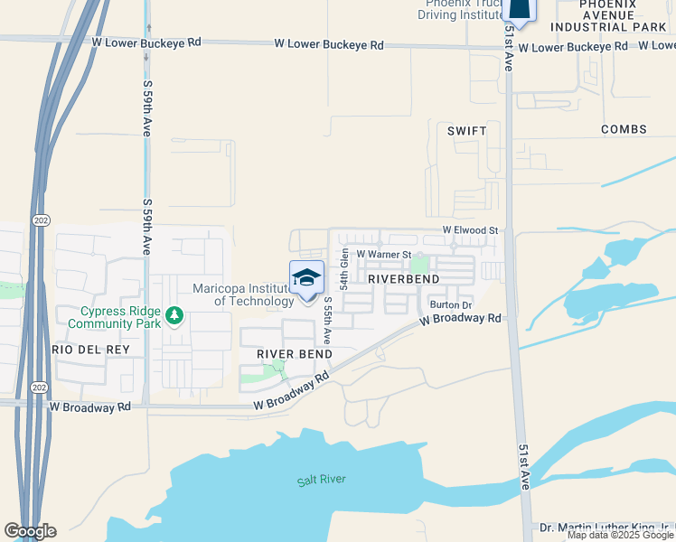 map of restaurants, bars, coffee shops, grocery stores, and more near 3808 South 54th Glen in Phoenix