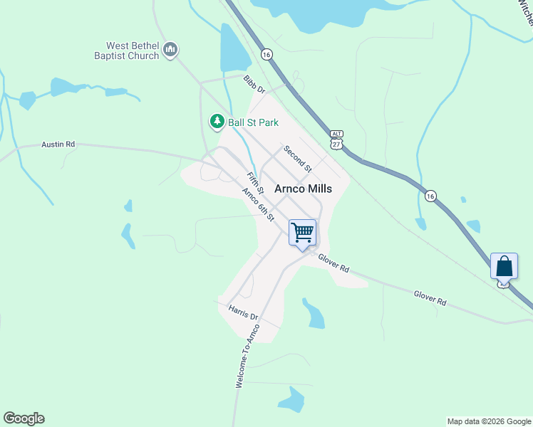 map of restaurants, bars, coffee shops, grocery stores, and more near 130 Arnco 6th Street in Newnan
