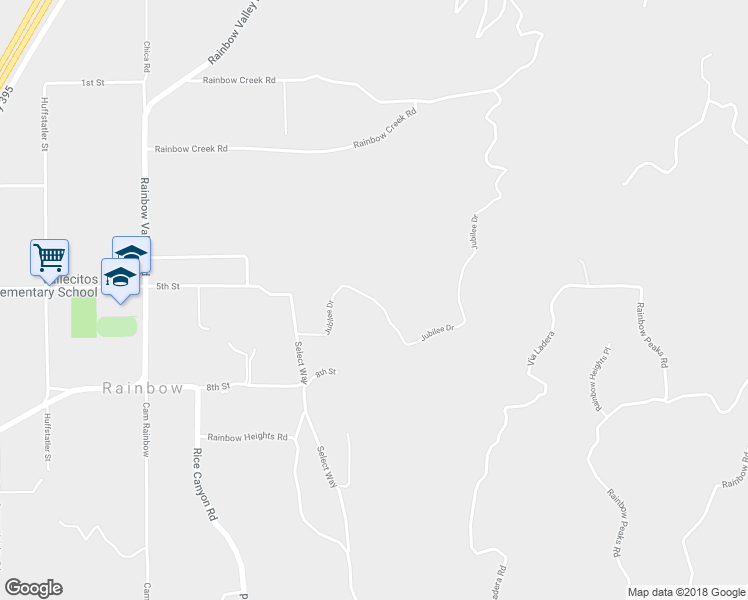 map of restaurants, bars, coffee shops, grocery stores, and more near Jubilee Drive in Rainbow