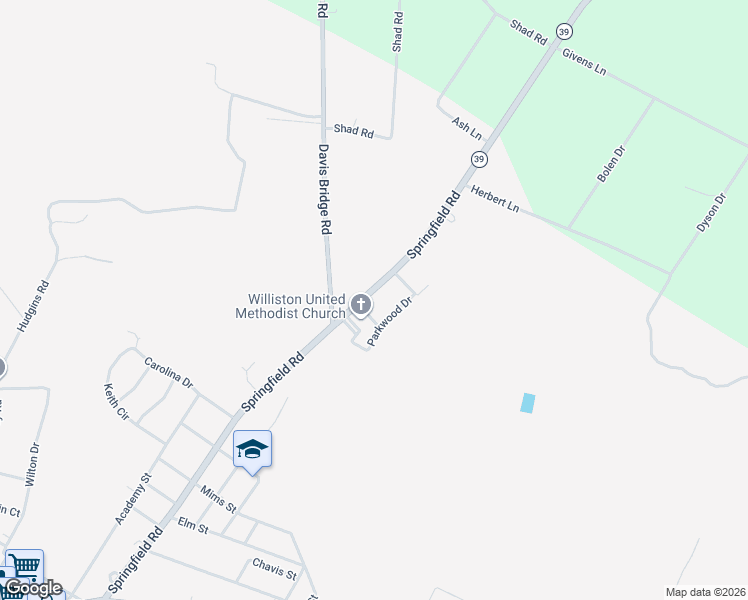 map of restaurants, bars, coffee shops, grocery stores, and more near 6080 Springfield Road in Williston