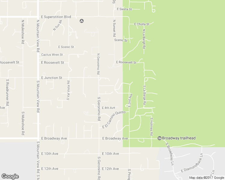 map of restaurants, bars, coffee shops, grocery stores, and more near 5776 East 2nd Avenue in Apache Junction
