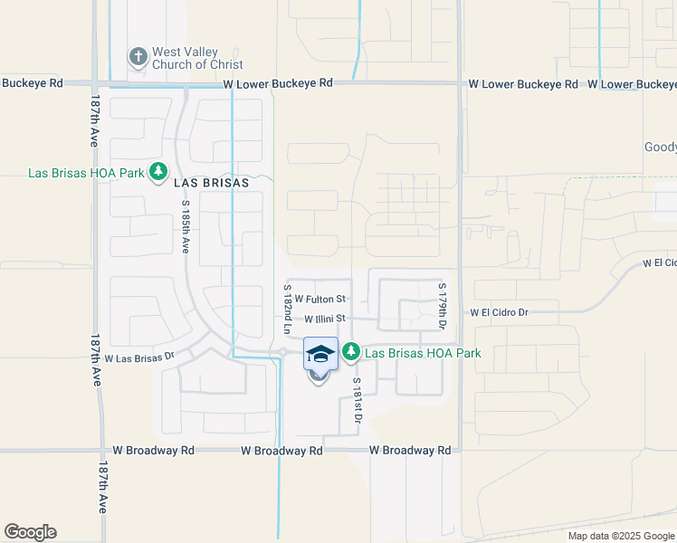 map of restaurants, bars, coffee shops, grocery stores, and more near 18178 West Raymond Street in Goodyear