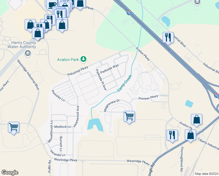 map of restaurants, bars, coffee shops, grocery stores, and more near 914 Parkside Place Avenue in McDonough