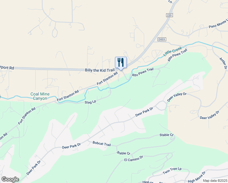 map of restaurants, bars, coffee shops, grocery stores, and more near Stag Road in Alto