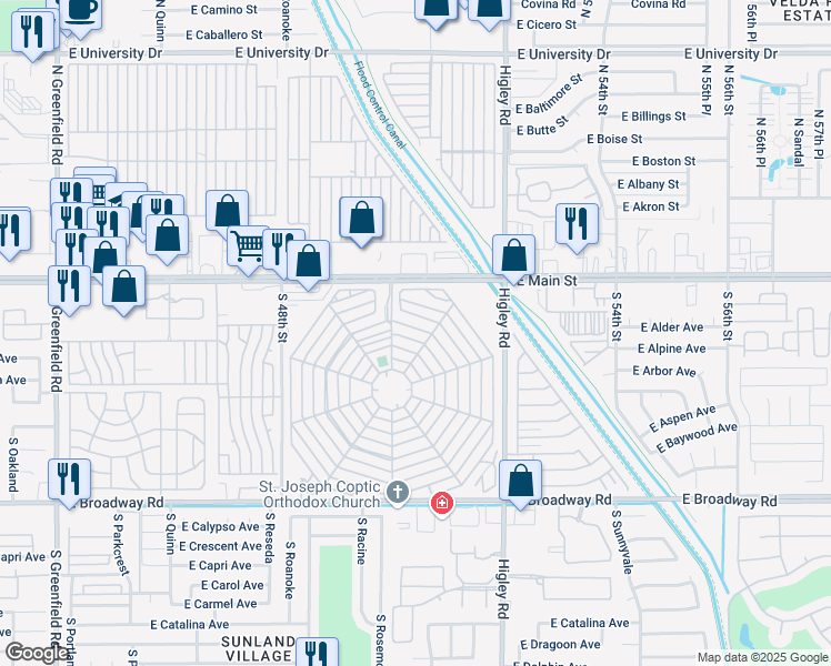 map of restaurants, bars, coffee shops, grocery stores, and more near 916 Debonair in Mesa